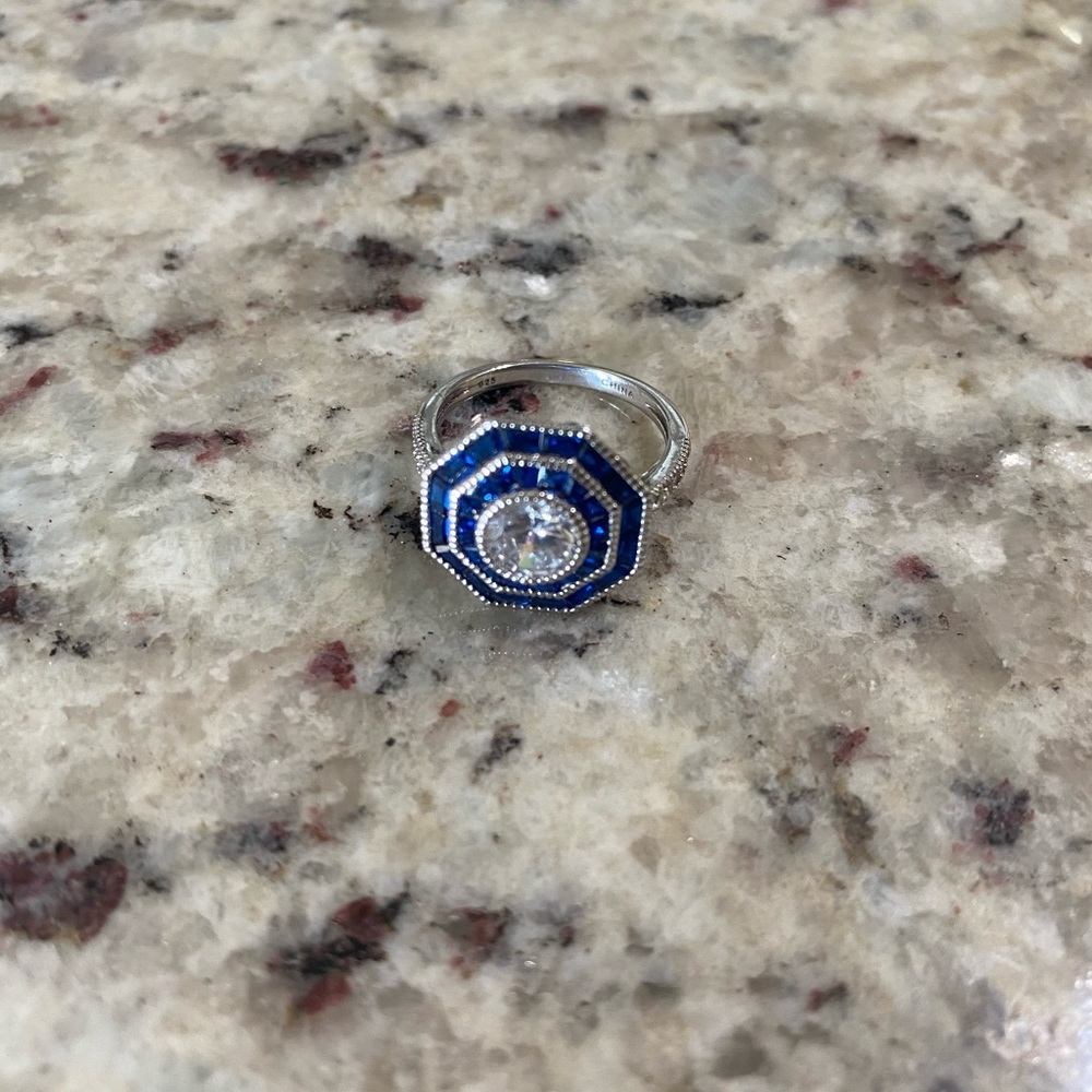 Sterling silver Art Deco style ring.